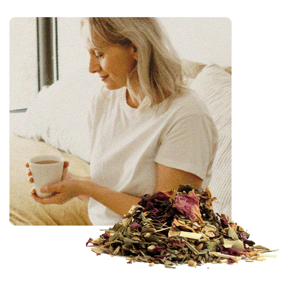 Menopause Day Loose Leaf Tea and Lady Sipping
