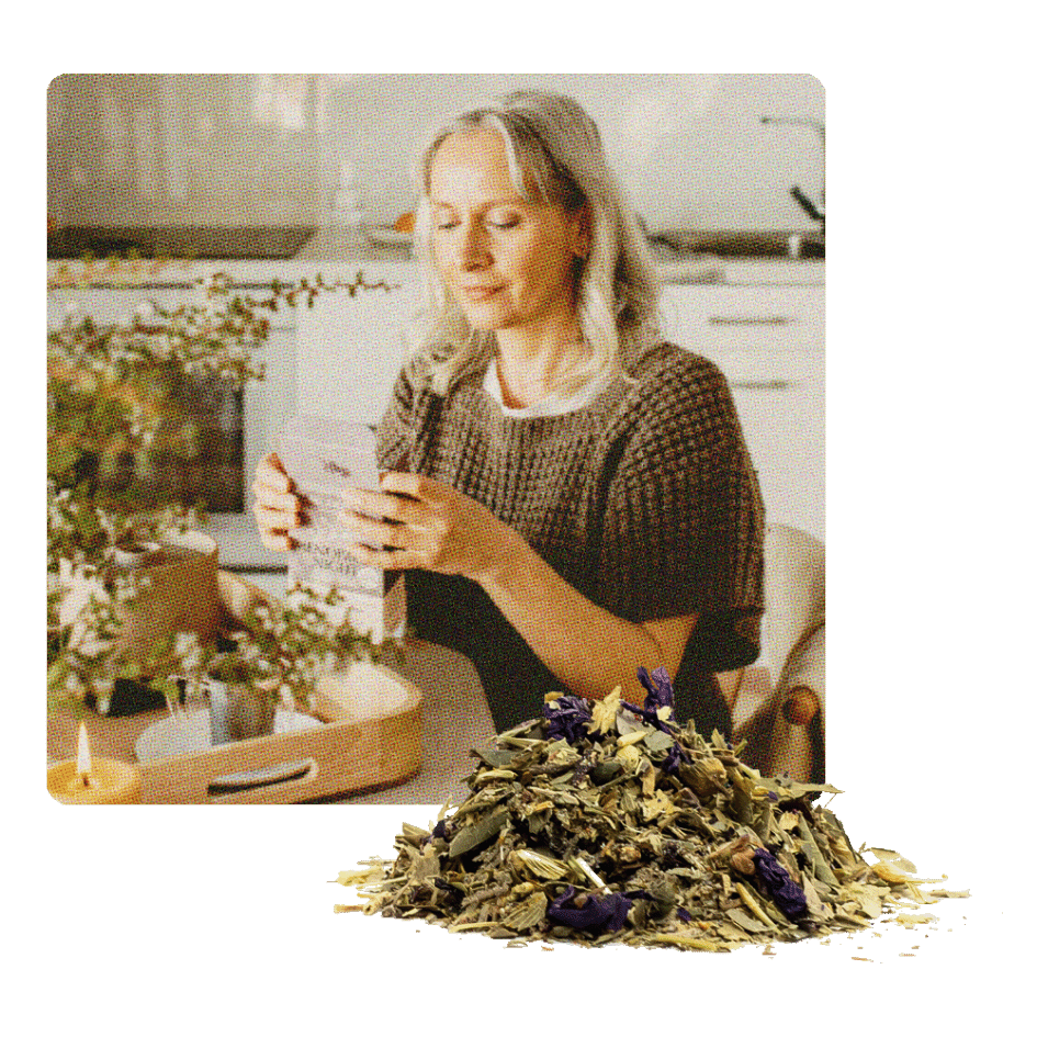Menopause_Night_Loose_Leaf_Tea_and_Lady_Sipping.png - Roogenic