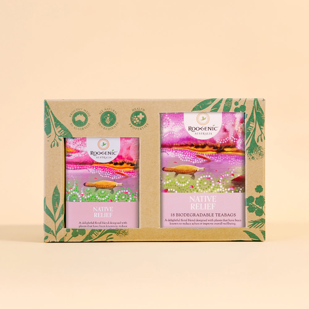 Tea Bag & Tea Tin Gift Boxes  Roogenic Native Relief Tea & Tin  