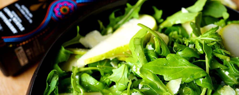 Rocket, Pear & Parmesan Salad with Roogenic Olive Oil - Roogenic