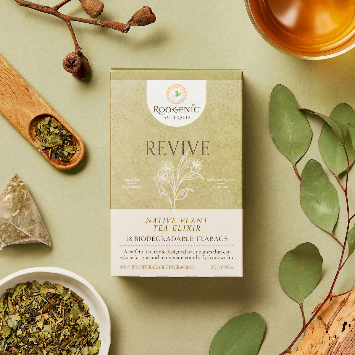 Roogenic Revive Tea with Ingredients