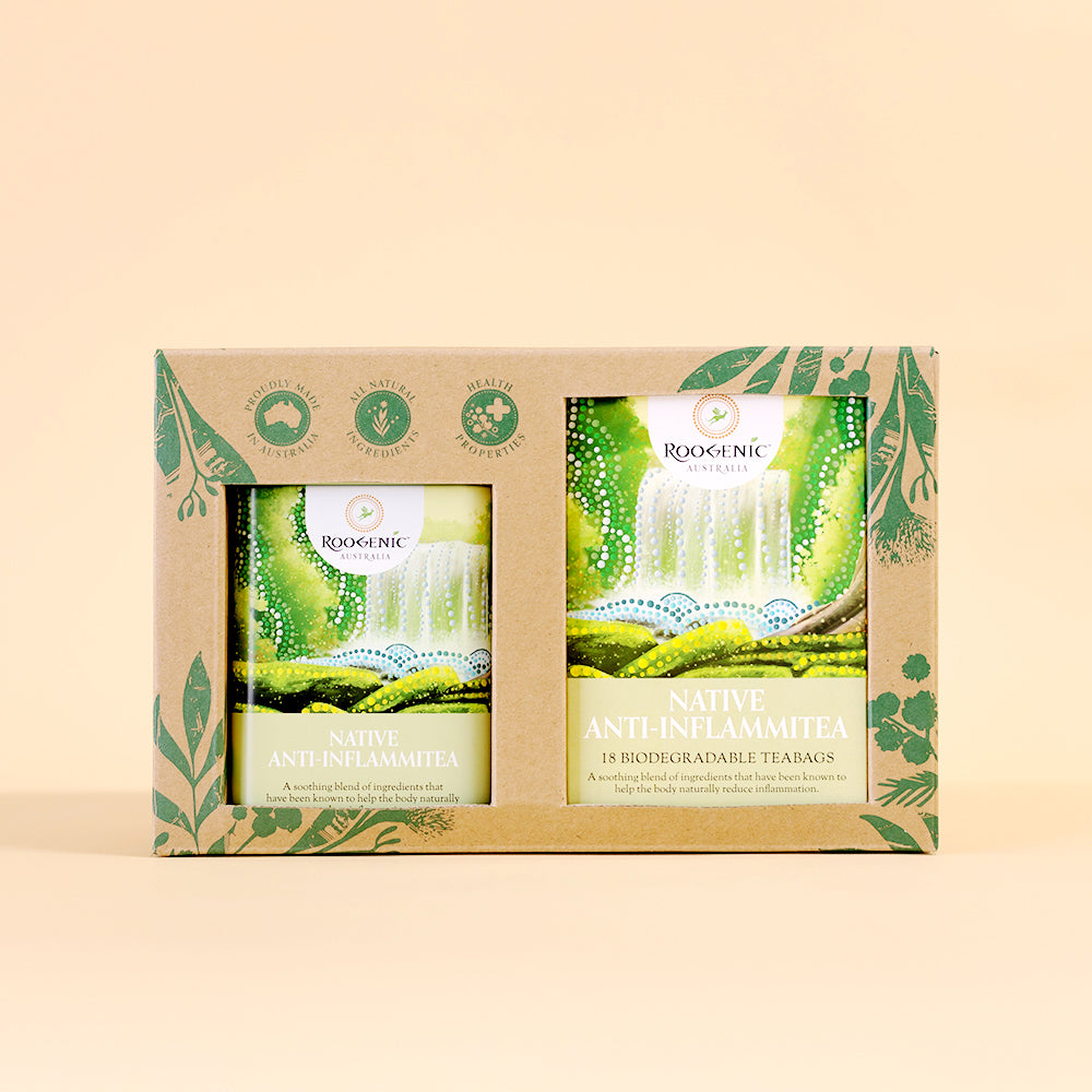 Tea Bag & Tea Tin Gift Boxes  Roogenic Native Anti-Inflammitea Tea & Tin  