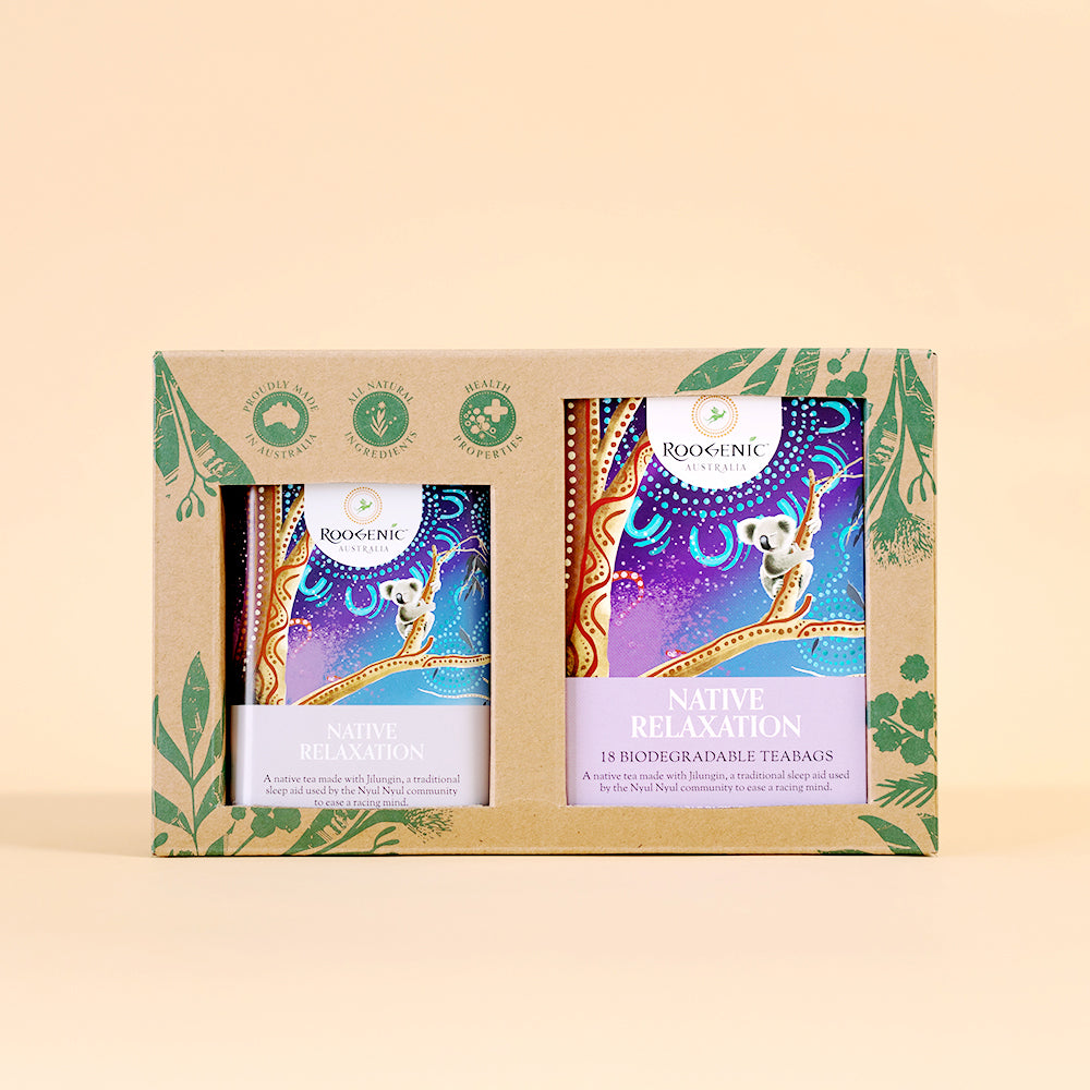 Tea Bag & Tea Tin Gift Boxes  Roogenic Native Relaxation Tea & Tin  