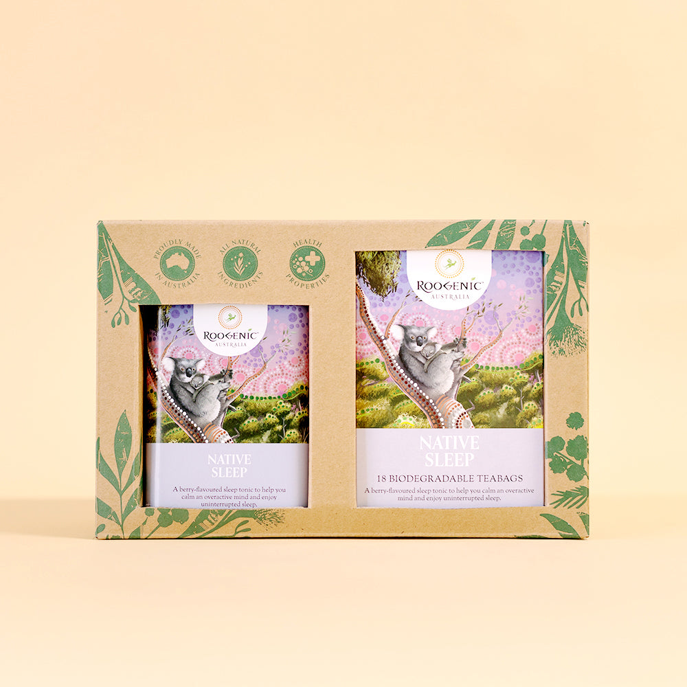 Tea Bag & Tea Tin Gift Boxes  Roogenic Native Sleep Tea & Tin  