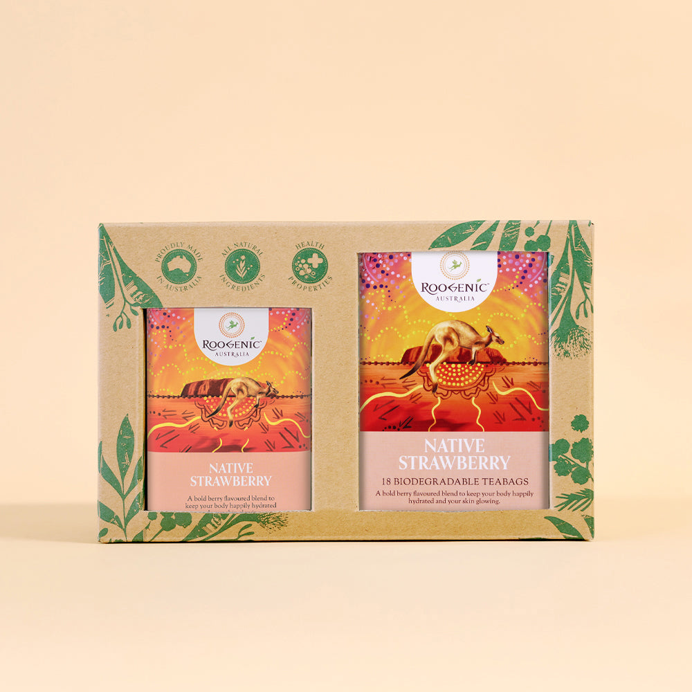 Tea Bag & Tea Tin Gift Boxes  Roogenic Native Strawberry Tea & Tin  