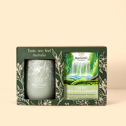 Tea Tumbler & Tea Bag Gift Box  Roogenic Native Anti-Inflammitea Tea & Tumbler  