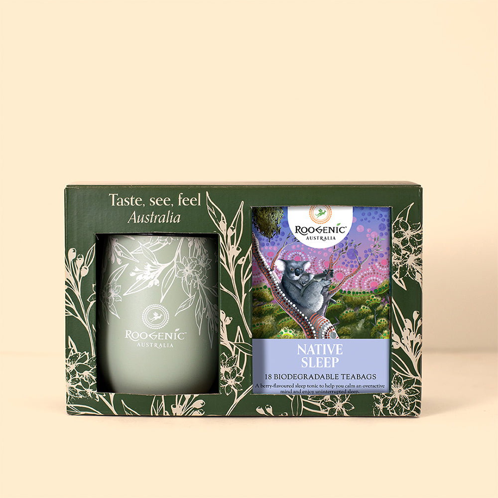 Tea Tumbler & Tea Bag Gift Box  Roogenic Native Sleep Tea & Tumbler  